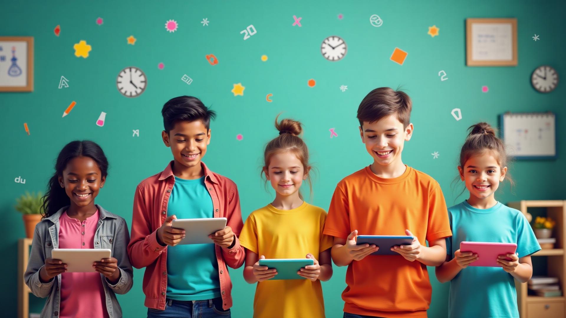 Happy students learning